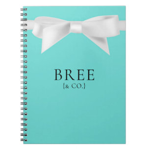 Audrey Teal Witte Strik Moderne Glam Bruiloft Brui Notitieboek