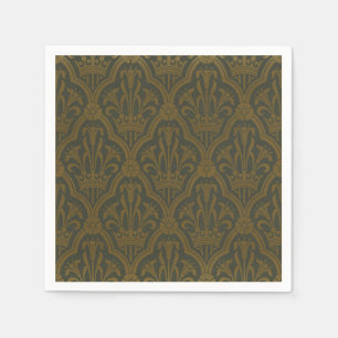 Audsley Vintage Goud Lelie Crown Green Damast Kuns Servet