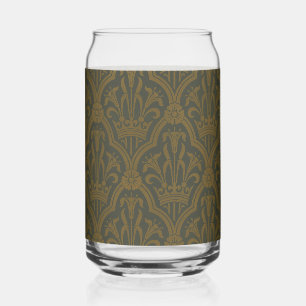 Audsley Vintage Goud Lelie Kroon Groen Damast Kuns Blikvorm Glas