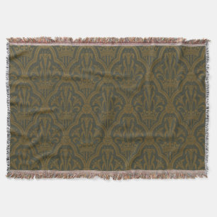 Audsley Vintage Goud Lilie Crown Green Damast Kuns Deken