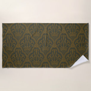 Audsley Vintage Goud Lily Kroon Green Damast Kunst Strandlaken