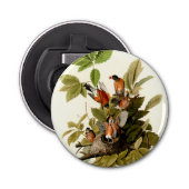Audubon Amerikaanse Robin Wildlife Bird Illustrati Button Flesopener (Voorkant)