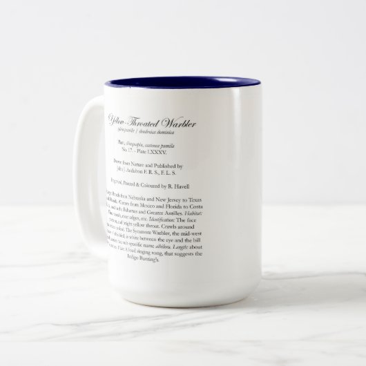 Audubon Bird Mok, Geel-Throated Warbler, 15 oz. Tweekleurige Koffiemok (Voorkant links)