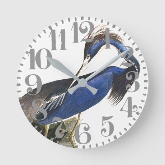 Audubon Blue Heron Bird Big Number Wall klok (Voorkant)
