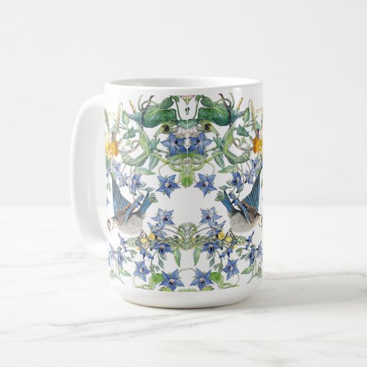 Audubon Bluebird Birds Narcissus Flowers Mok (Voorkant links)