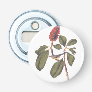 Audubon Bonaparte Flycatcher Songbird en Magnolia Button Flesopener