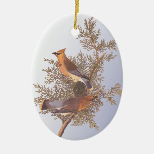 Audubon Cedar Waxwing Bird Keramisch Ornament (Voorkant)