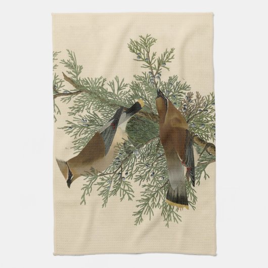 Audubon Cedar Waxwing Bird Theedoek (Verticaal)