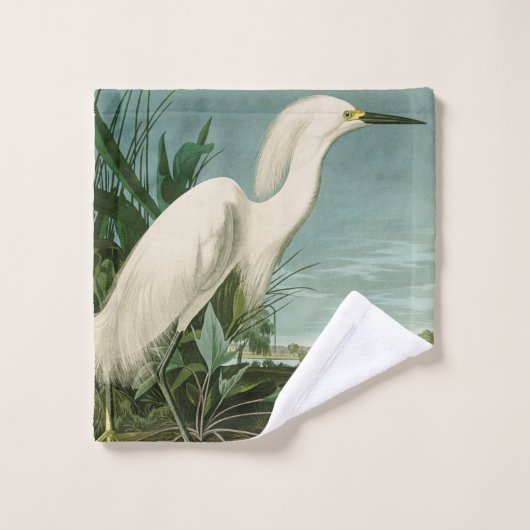 Audubon Héron de neige Oiseaux d'aigrettes blanche (Gant de toilette)