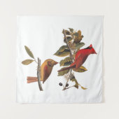 Audubon Kardinaal Paar in Wilde Amandelboom Wandkleed (Voorkant (horizontaal))