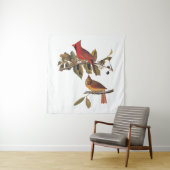Audubon Kardinaal Paar in Wilde Amandelboom Wandkleed (In situ)