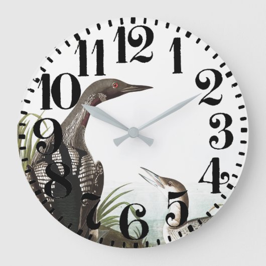 Audubon Loon Birds Faune Animal Mur Horloge (Recto)