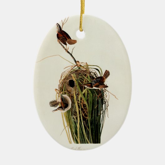 Audubon Marsh Wren Vogelkunst Keramisch Ornament (Voorkant)