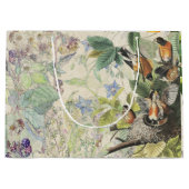 Audubon Oriole & Robin Birds Wildblods Gift Bag Groot Cadeauzakje (Voorkant)