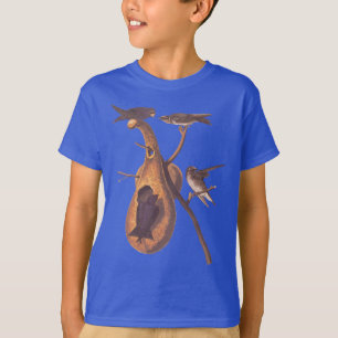 Audubon Paarse Martin Bird Familie Een Huis Bouwen T-shirt