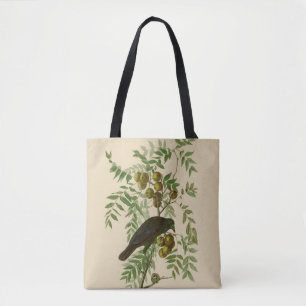 Audubon Purple Grackle Vogelprint Vintage Botanie Draagtas