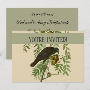 Audubon Purple Grackle Vogelprint Vintage Botanisc Kaart