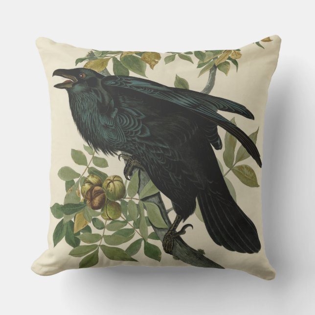 Audubon Raven Bird Classic Artwork Buitenkussen (Voorkant)