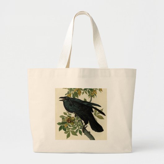 Audubon Raven Bird Classic Artwork Grote Tote Bag (Voorkant)
