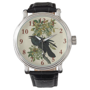 Audubon Raven Bird Classic Artwork Horloge