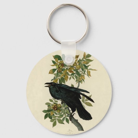 Audubon Raven Bird Classic Artwork Sleutelhanger (Voorkant)