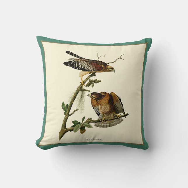 Audubon Red-schouderschip Hawk Pair Pillow Kussen (Voorkant)