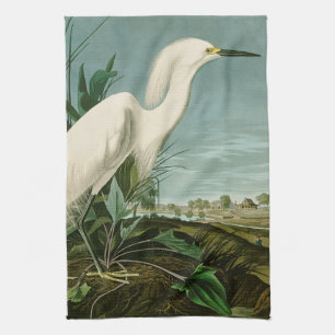 Audubon Sneeuwreiger Witte Reiger Vogel Vogels kij Theedoek
