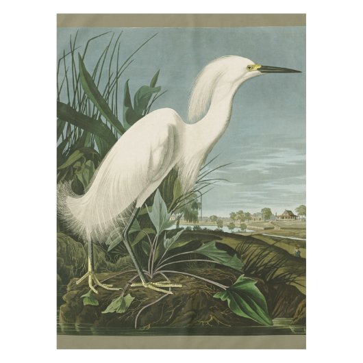 Audubon Snowy Heron White Gret Vogel Vogel Tafelkleed (Voorkant)