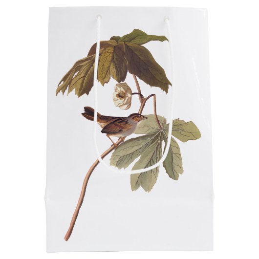 Audubon Swamp Sparrow Bird op Wild Mandrake Medium Cadeauzakje (Achterkant)