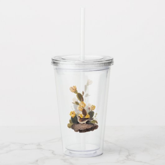 Audubon Vesper Sparrow en Prickly Pear Cactus Acryl Drinkbeker (Voorkant)