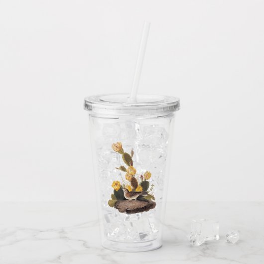 Audubon Vesper Sparrow en Prickly Pear Cactus Acryl Drinkbeker (Achterkant ijs)