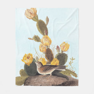 Audubon Vesper Sparrow en Prickly Pear Cactus Fleece Deken