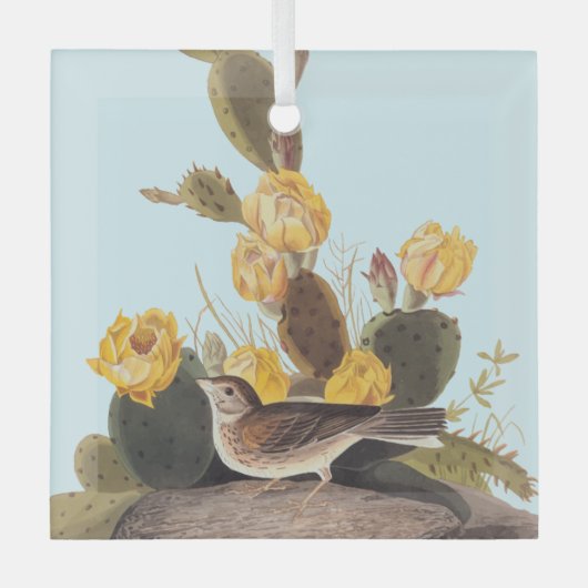 Audubon Vesper Sparrow en Prickly Pear Cactus Glas Ornament (Voorkant)