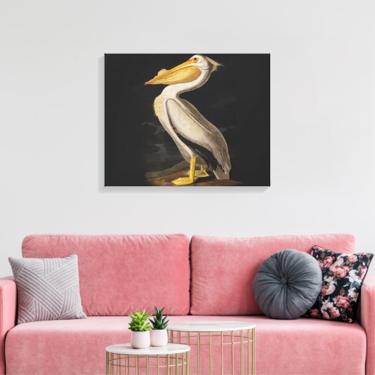 Audubon Witte Pelikaan Vogel Amerika Canvas Afdruk (Insitu (Woonkamer))