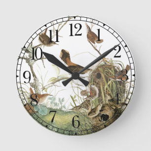Audubon Wren Birds Animals Wildlife Wall Clock Ronde Klok
