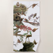 Audubon Wren Birds Nests Flowers Beach Towel Strandlaken (Voorkant)