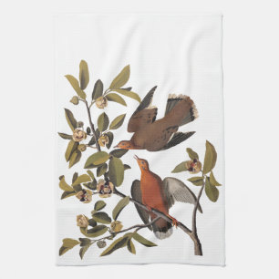 Audubon Zenaida Duif met bloemen Theedoek