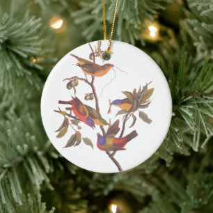 Audubon's geschilderde bunting familie van vijf vo keramisch ornament