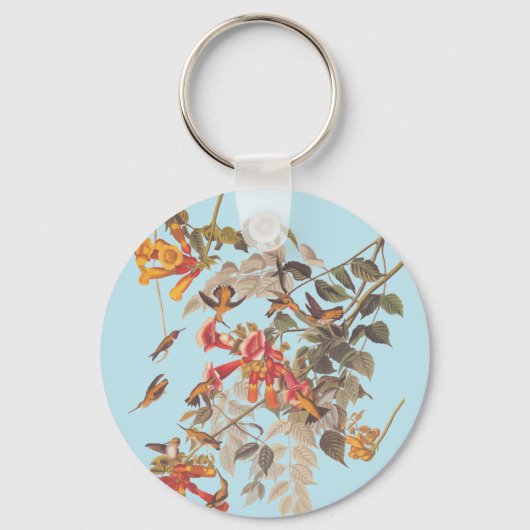 Audubon's Ruby Throated Hummingbird and Flowers Sleutelhanger (Voorkant)