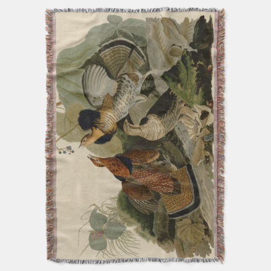 Audubon's schilderen van een trio van Ruffed Grous Deken (Voorkant Verticaal)