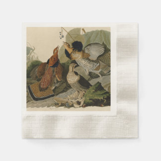 Audubon's schilderen van een trio van Ruffed Grous Servetten