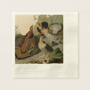 Audubon's schilderen van een trio van Ruffed Grous Servetten