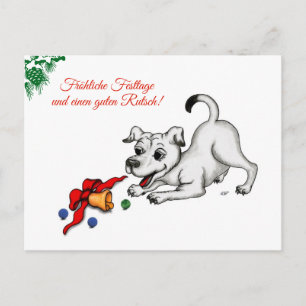 auf Deutsch Weihnachten mit Welpe Glocke und Ball Briefkaart