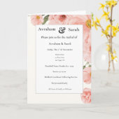 Aufruf Pink Watercolor Wedding Jewish Invitation (Fleur jaune)