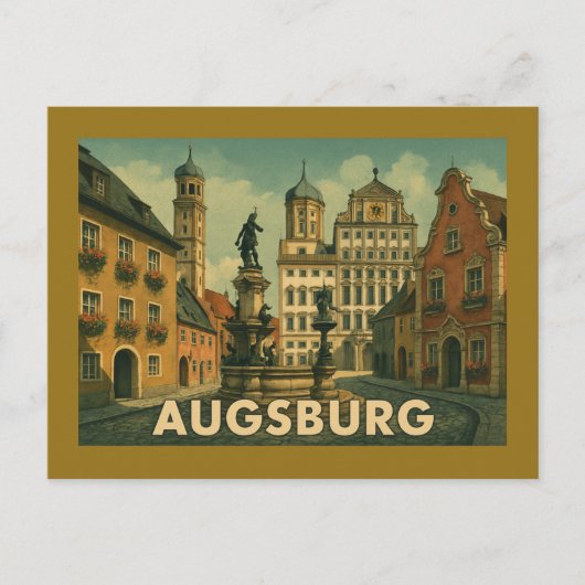 Augsburg Germany City Art Briefkaart (Voorkant)