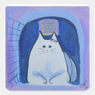 Augurken in haar kleine huis vierkante sticker