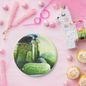 augurken voedsel augurken dille komkommer groen papieren bordje (Feest)