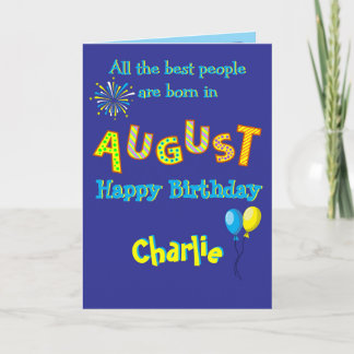 August Birthday Folded Greeting Card Kaart