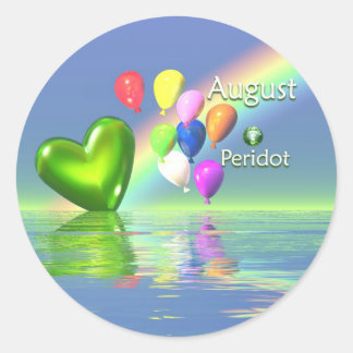 August Birthday Peridot Heart Ronde Sticker