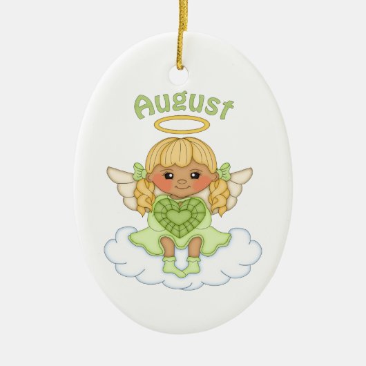 August Birthstone Angel Blonde Keramisch Ornament (Voorkant)